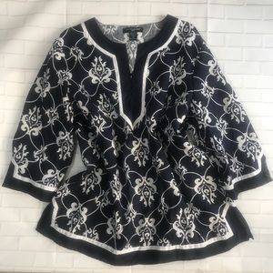 St. Tropez West 100% Linen Tunic Blouse 2X